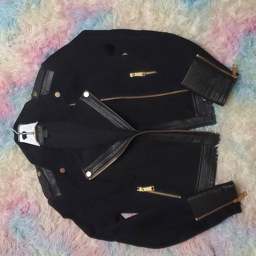 Rachel Zoe Hastings Lamb Suede and Leatjer jacket